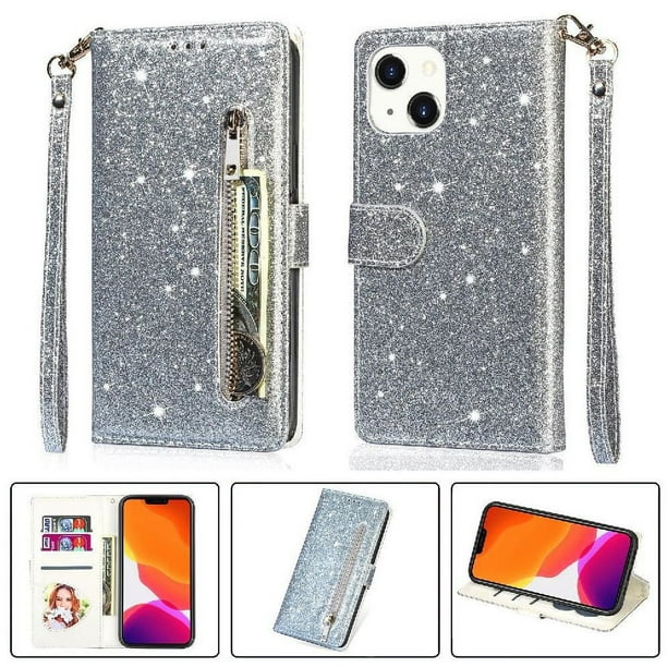 Funda Para Elegante Funda Iphone 14 Glitter Con Cremallera-ideal Para El Uso Diario