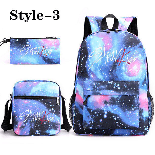 New fashion Korean K-POP three-piece backpack teenage school backpack shoulder bag pen bag large capacity schoolbag