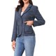 thumbnail image 4 of Blazer de Tweed para Mujer con Solapa de Muesca, Manga Larga, Otoño Invierno, Chaqueta Elegante de Negocios Casual, Talla L, Azul Oscuro, 4 of 6