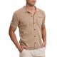 thumbnail image 4 of INSPIRE CHIC Camisa de punto para hombre de regreso a clases con botones, manga corta, ligera, casual, de verano, polo tejido, talla L, beige, 4 of 6