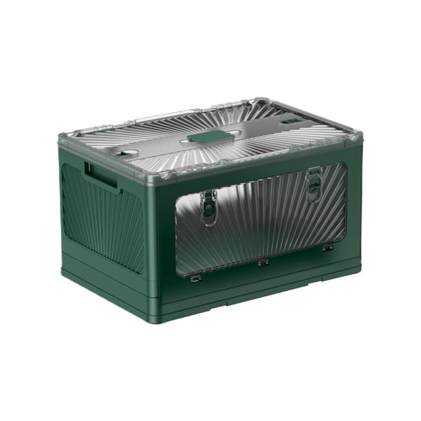 Organizador de Maletero de Coche, Caja de Almacenamiento Plegable para Cocinar, Viajar Completamente Abierta con Tapa, Estuche de Picnic, Cesta Portát , L verde oscuro L