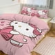 thumbnail image 1 of Cartoon Hello Kitty Bowknot Heart Girl Room Decor Size Bedding Set for Kids 3 Piece Bedding with 1 Flat Sheet And 2 Pillowcases Twin, 1 of 5