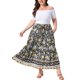 thumbnail image 2 of Faldas de Talla Grande para Mujer de Agnes Orinda, Estilo Boho, Curvas, Cintura Alta Elástica, Maxi en Línea A con Bolsillos 4X Negro, 2 of 6