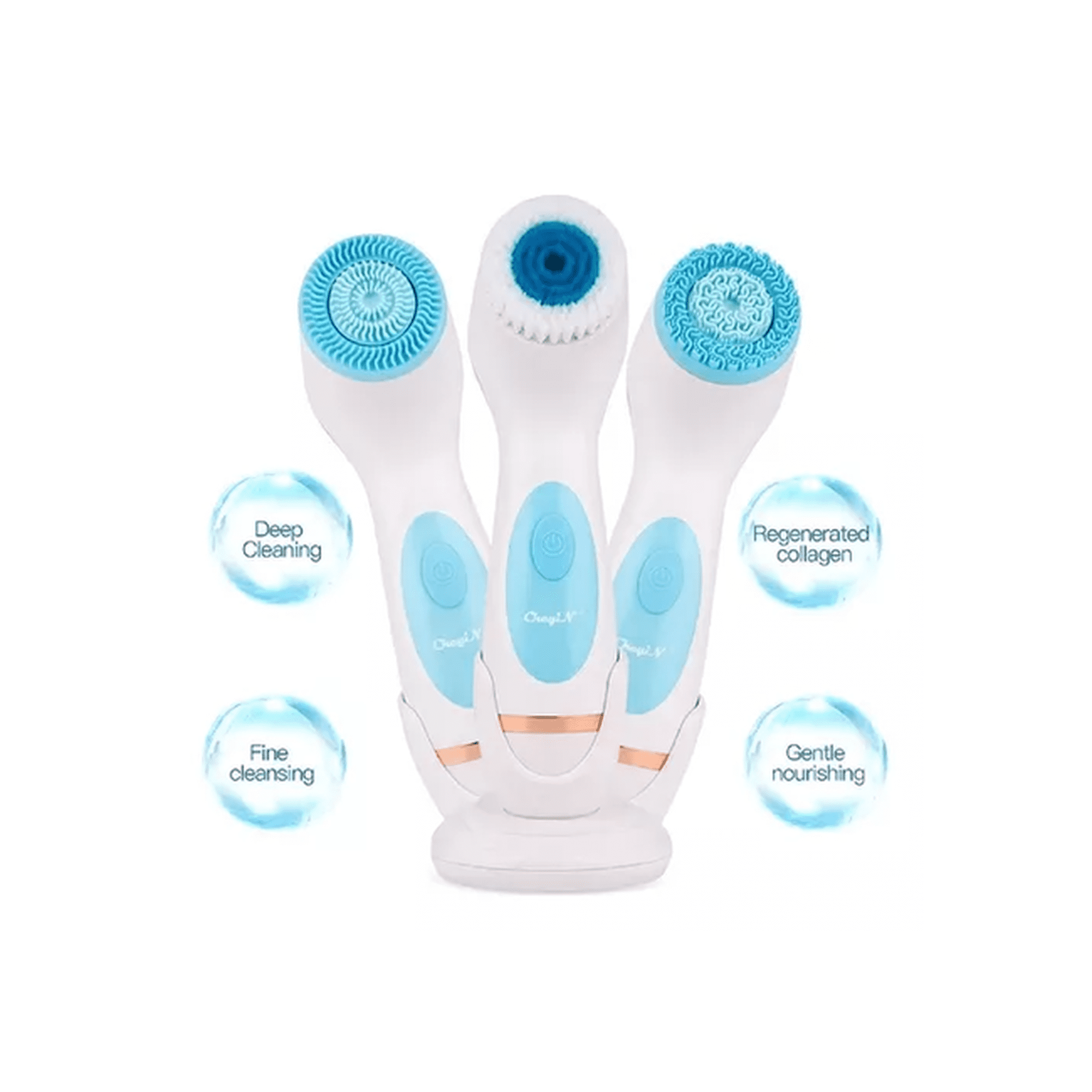 Genérico - Cepillo De Limpieza Facial Celeste Masajeador Silicona 3 En 1