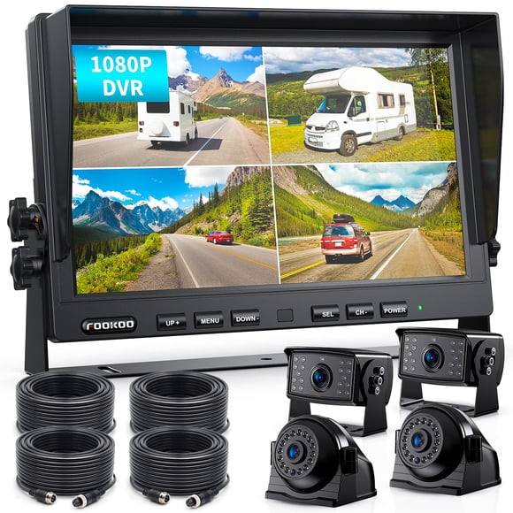 Cámara de visión trasera Fookoo 10" 1080P con sistema cableado