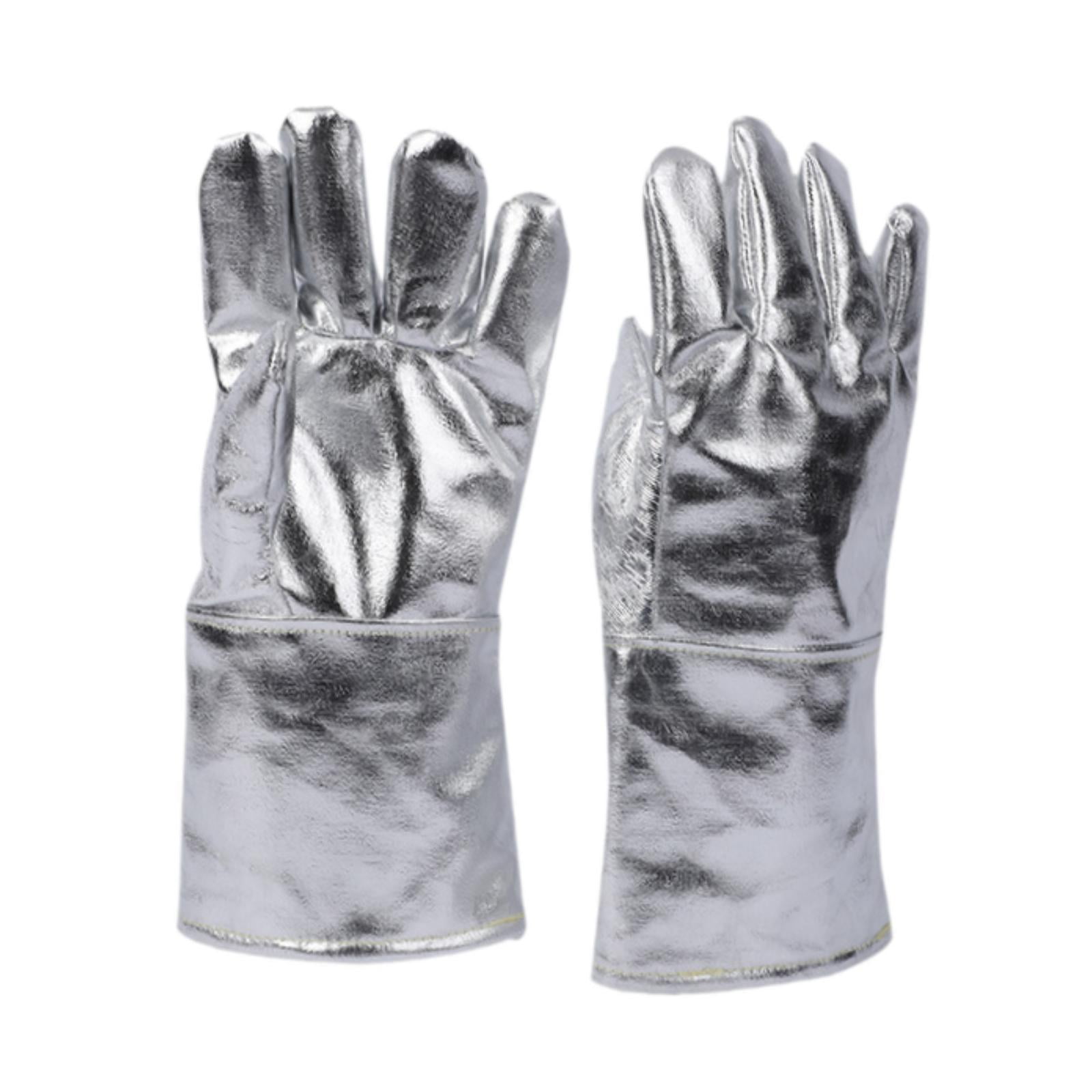 Magideal - Guantes De Protección Térmica, Guantes De Trabajo, Aislantes Del Calor, Cómodos, Ligeros, Retardantes De Llama, Resistentes A Altas Temperaturas, Guan Plata