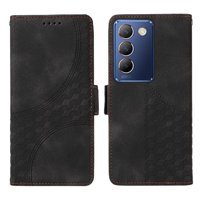 Carcasa Foxdock Vivo V40Se 5G De Cuero Pu, Diseño Acolchado Clásico, Protección Contra Caídas Y Rayones