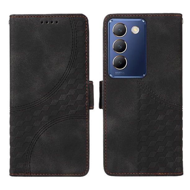 Carcasa FOXDOCK Vivo V40SE 5G de cuero PU, diseño acolchado clásico, protección contra caídas y rayones