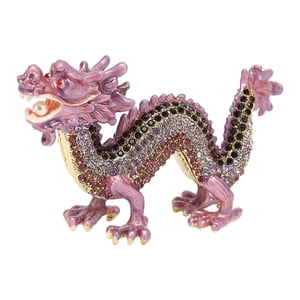 Bothyi - Mini Figura De Dragón Artesanal Escultura Animal Para Festivales De Primavera Estante Escritorio Violeta