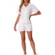thumbnail image 2 of Conjunto de Pijama de Algodón 100% para Mujer de INSPIRE CHIC Manga Corta Abotonado con Bolsillos y Shorts de Cintura Elástica XL Blanco, 2 of 6