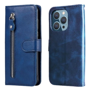 Gangxun - Funda Con Cremallera Para Iphone 12 Pro Max, Carcasa Cartera De Cuero Pu Con Soporte Y Tarjetero