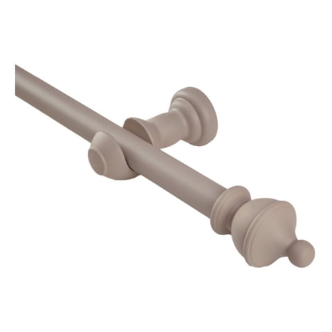 Metalhsa - Set Simple De Barra Para Cortina 1,50 Mt Fijo De Madera Diámetro 25 Mm Terminal King Color Macchiato