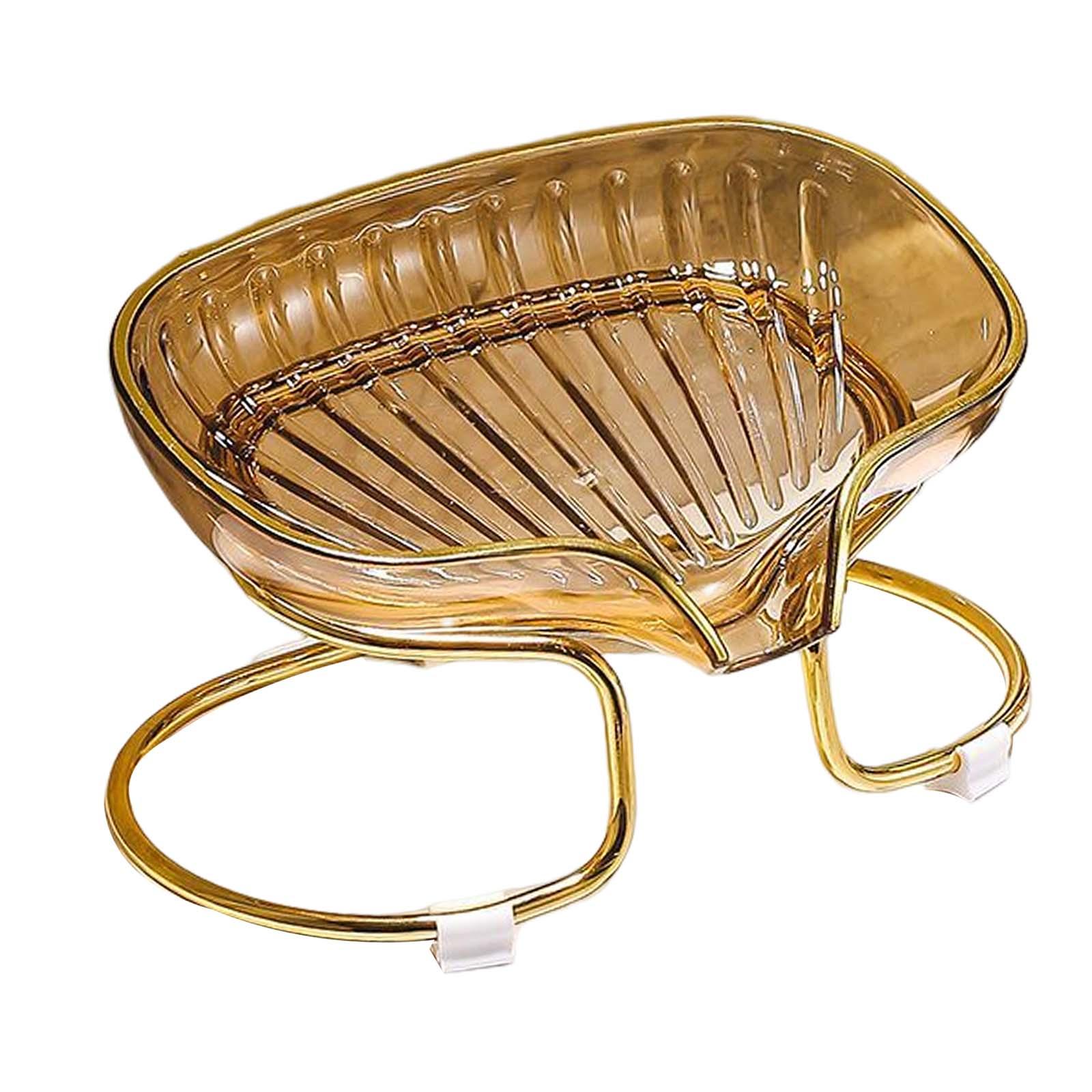 Magideal - Jabonera Portátil, Jabonera Con Desagüe, Caja De Jabón, Contenedor De Jabón, Escurridor, Jabonera Para Fregadero, Encimera, Baño, Ducha, Decoración Dorado