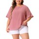 thumbnail image 1 of Agnes Orinda Blusa de Mujer Talla Grande con Lunares Suizos Cuello Redondo Manga con Volantes Camiseta Casual 4X Rosa Oscuro, 1 of 8