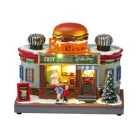 Bothyi - Estatua De Casa De Pueblo Navideña Con Iluminación Led, Figura De Comida Rápida Para Encimera, Forma De Hamburguesa