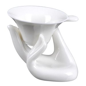 Magideal - Linda Decoración Colador De Cerámica Tetera Taza Juego De Té Fugas De Té Decoración Regalo Exquisito Buda Soporte De Mano Colador De Té Para