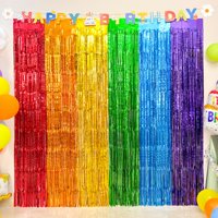 Cortinas Con Flecos Emourlych Rainbow Foil, Paquete De 4 X 4