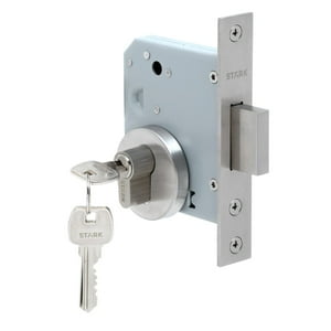 Stark Design - Cerradura De Embutir De Seguridad, Cilindro Ambos Lados. Doble Vuelta De Llave. (Acero Inoxidable 304). Sku: Sde270-Ai.Cl70
