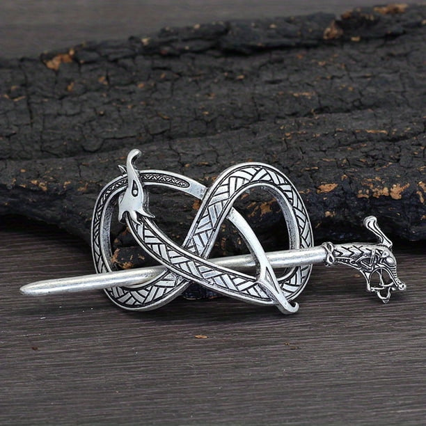 1pc Celtic Viking Crown Hairpin - Stunning Silver Irish Hair Accessory for Women - Perfect for Braids and Decorative Jewelry