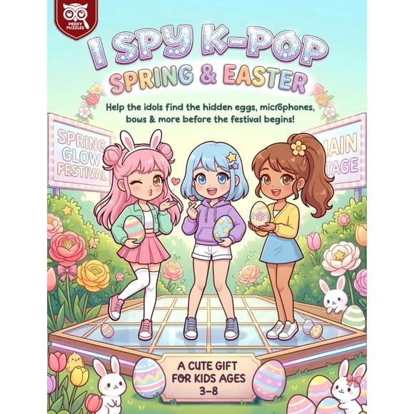 Libro de acertijos I Spy K-Pop de primavera y Pascua con más de 600 objetos ocultos