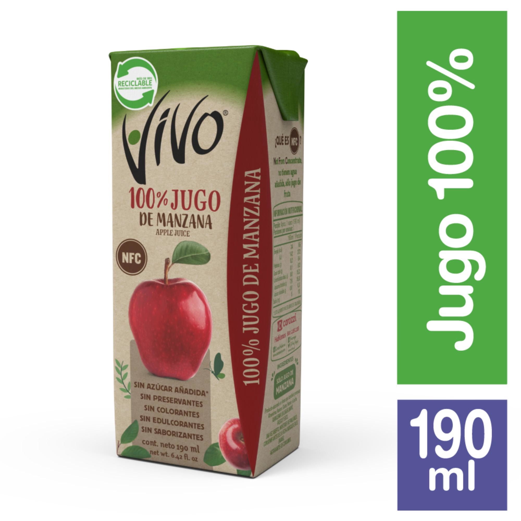 Jugo 100% Fruta Manzana Caja 190 ml Vivo