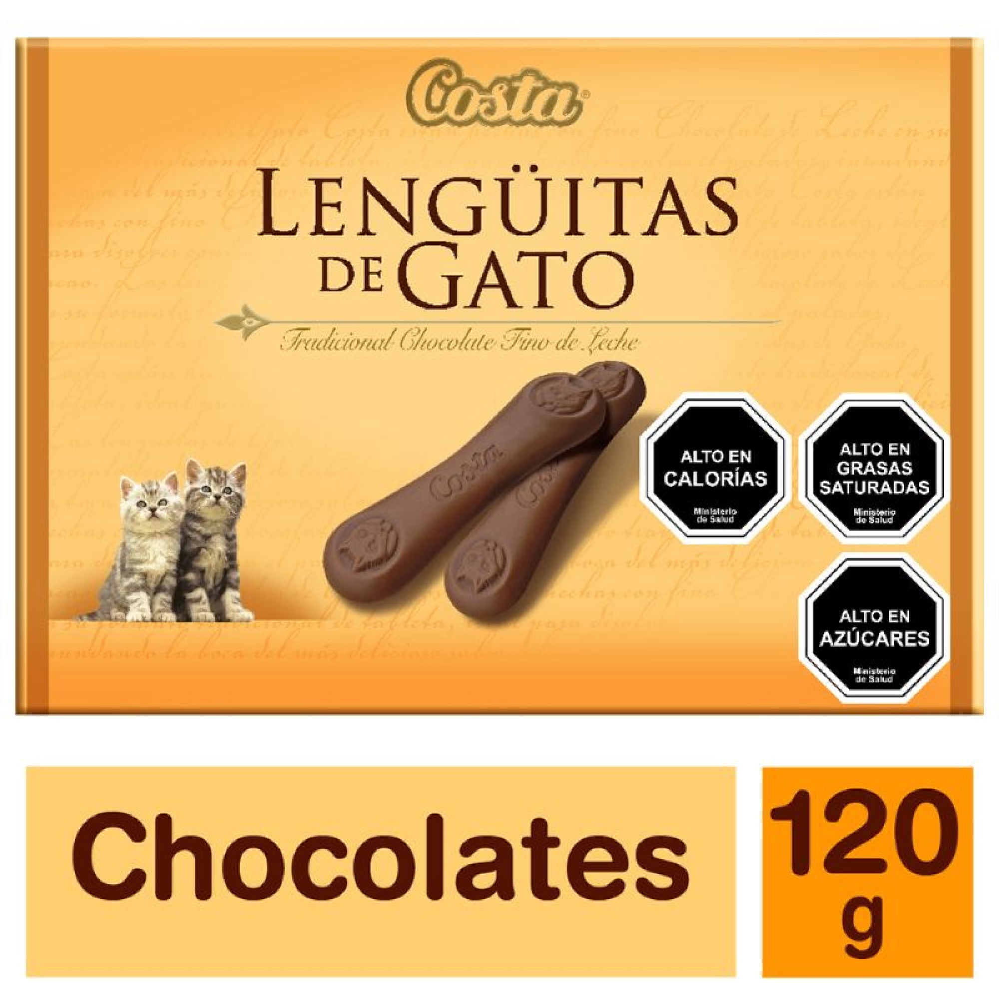 Chocolate Lenguas De Gato Leche 120 g Costa
