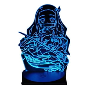 Lelumania - Lampara Ilusion 3D Nezuko Espada De 7 Colores, Base Touch