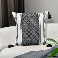 Xmhytop Almohada Bohemia (2 Pieza), 45 X 45 Cm, Material De Chenilla Felpuda Neutra, Con Funda Y Relleno Incluido, Ideal Para Sala De Estar, Sofá, Cama, Estilo A, Negro