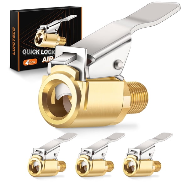 LUMITECO Air Chuck - Juego de 4 adaptadores de válvula de latón de conexión rápida
