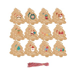 Bothyi - Etiquetas Navideñas Bolsas Etiquetas Para Envolver Etiquetas Colgantes Para Paquetes Fiesta Navideña En Forma De Árbol Caqui