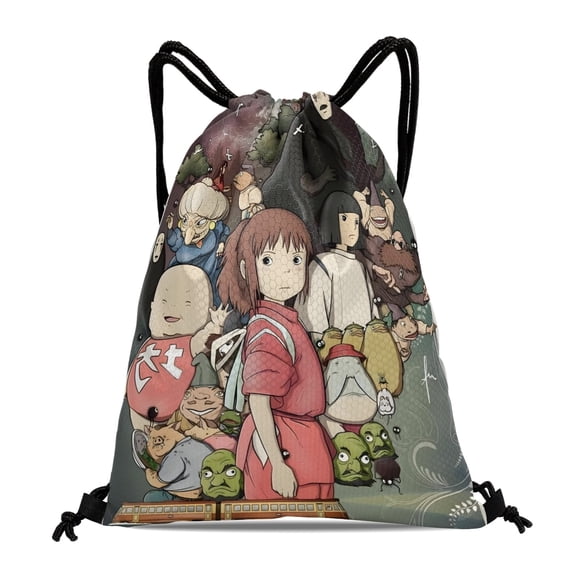 Studio Ghibli Mochila de Cuerdas para Deportes y Gimnasio, Bolsa de Cuerdas Resistente al Agua, Bolsa Cinch, 30×40cm