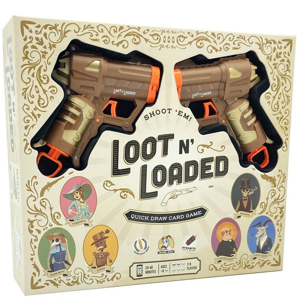 Juego de cartas Gatwick Games Loot N' Loaded con pistolas de juguete para 2 a 6 jugadores