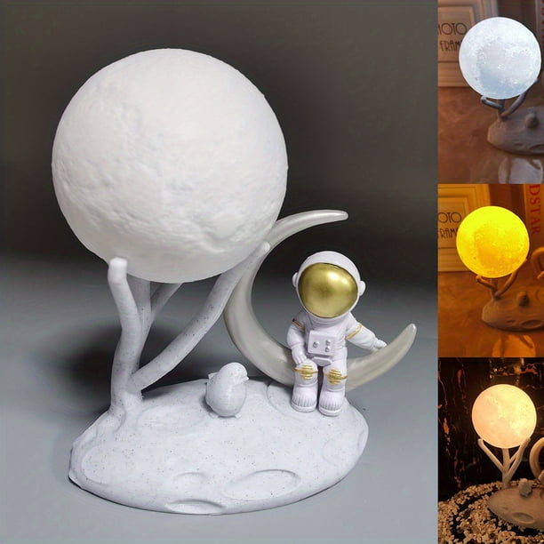 1pc Cute Mini Night Light, Moon Cute Figure Light Rechargeable Astronaut Decoration Astronaut Lamp Tabletop Light Healing Astronaut Astronaut Creative Gift Car Carrying Inside Cake Decoration Luminous