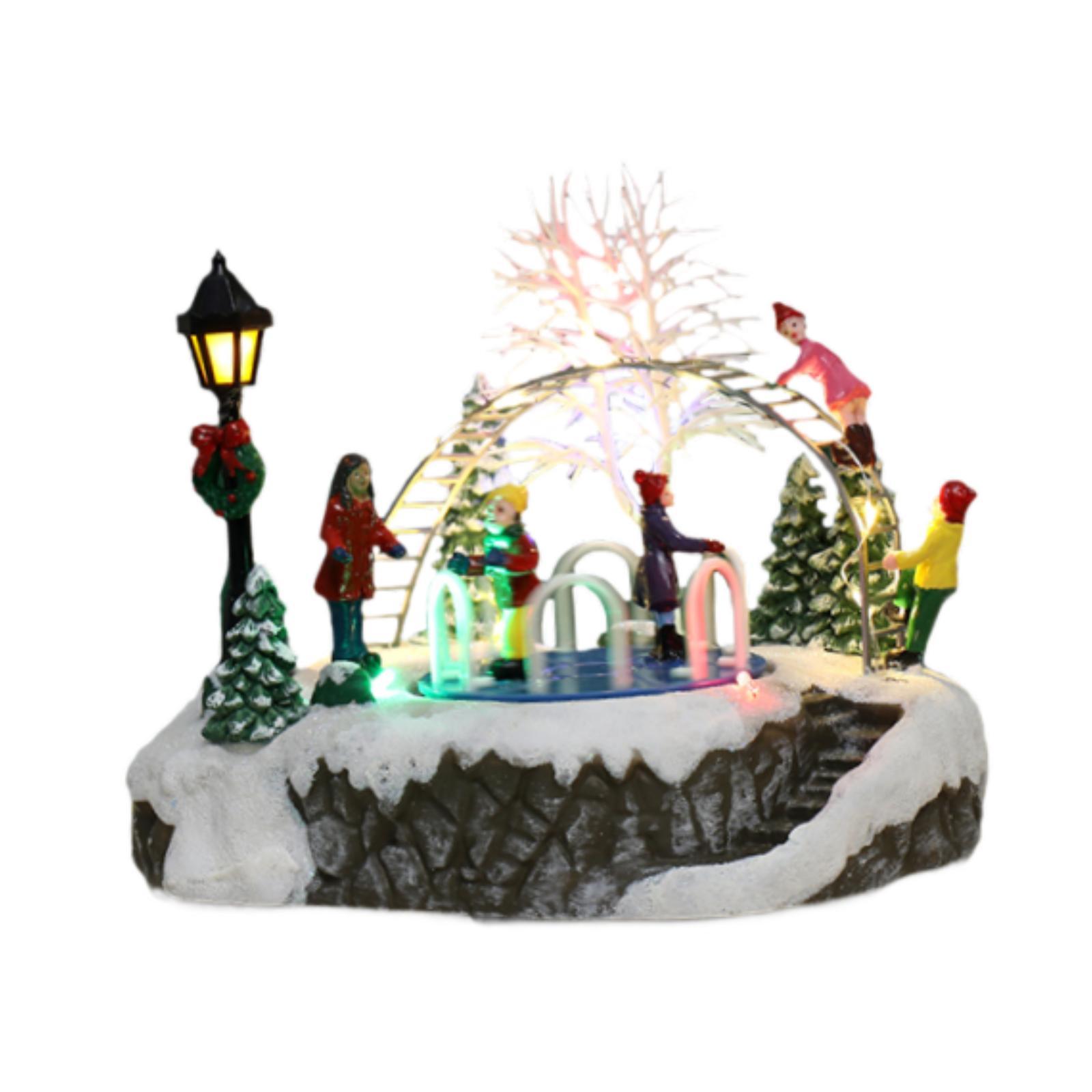 Bothyi - Figura Navideña Brillante De Resina Con Escena De Nieve Navideña Para Estantería, Fiesta En La Oficina