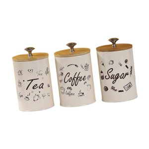 Bothyi - Juego De 3 Botes De Cocina, Sencillos Y Decorativos, Para Café, Té Y Azúcar, Con Dibujos Animados.