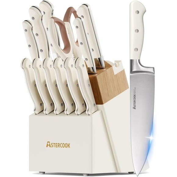 Astercook Kitchen Knife Set with Block, 14 piezas