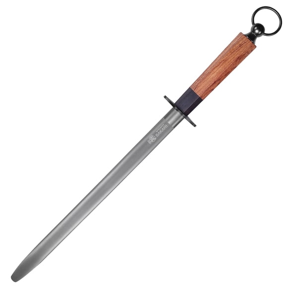 Afilador de Acero MITSUMOTO SAKARI de 30 cm con Mango de Palo de Rosa