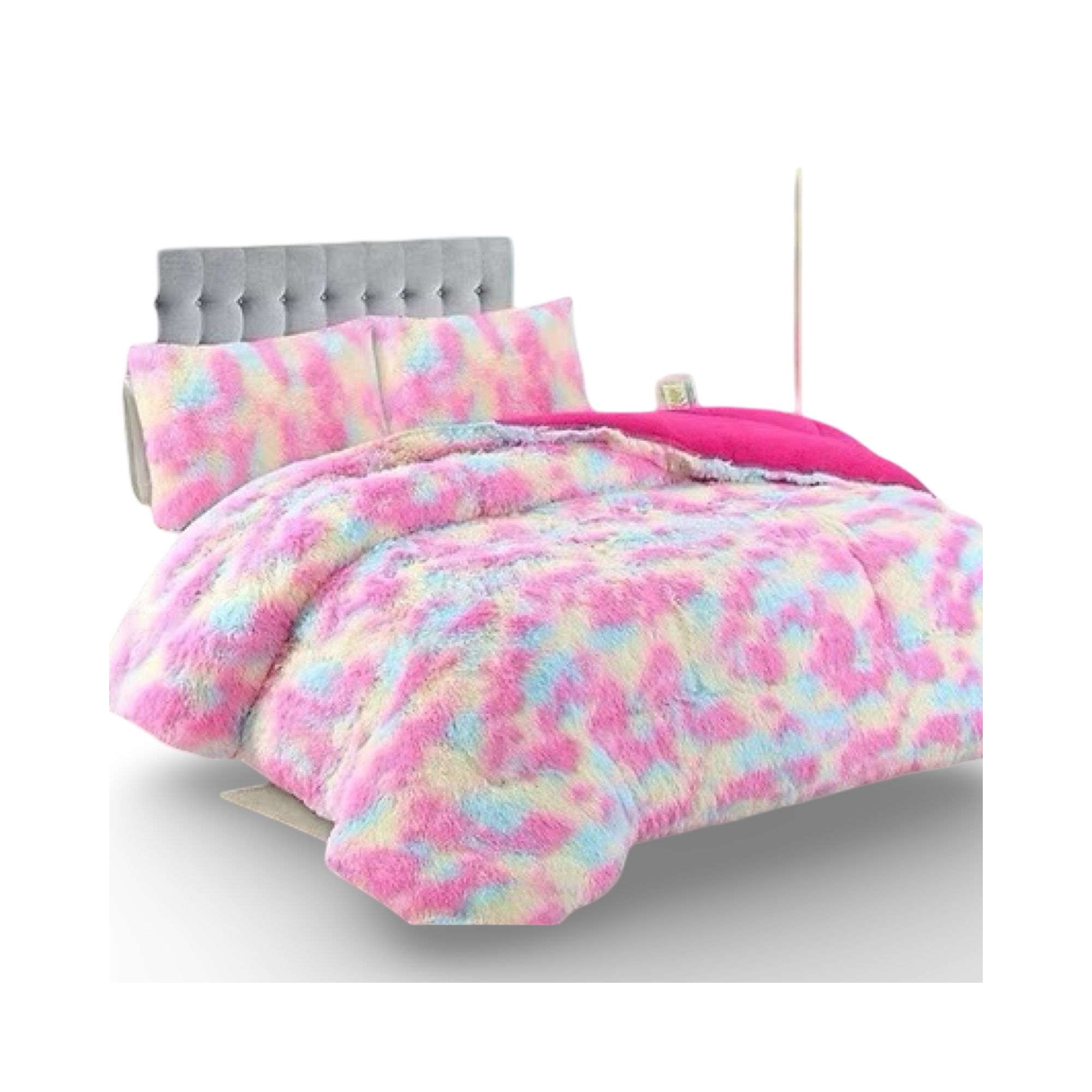 Gran Sol - Plumón Cubrecama Chiporro Peludo Grueso Plaza Y Media Multicolor