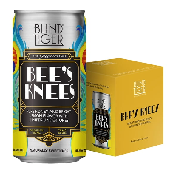 Blind Tiger Cócteles y mezcladores sin alcohol 8 unidades | Elaborados con ingredientes limpios | Mocktails listos para beber | Latas de 8.4 fl oz (Bee's Knees)