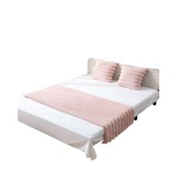 Genérico - Piecera Mas Dos Fundas De Cojin Modelo Lineal King Rosa