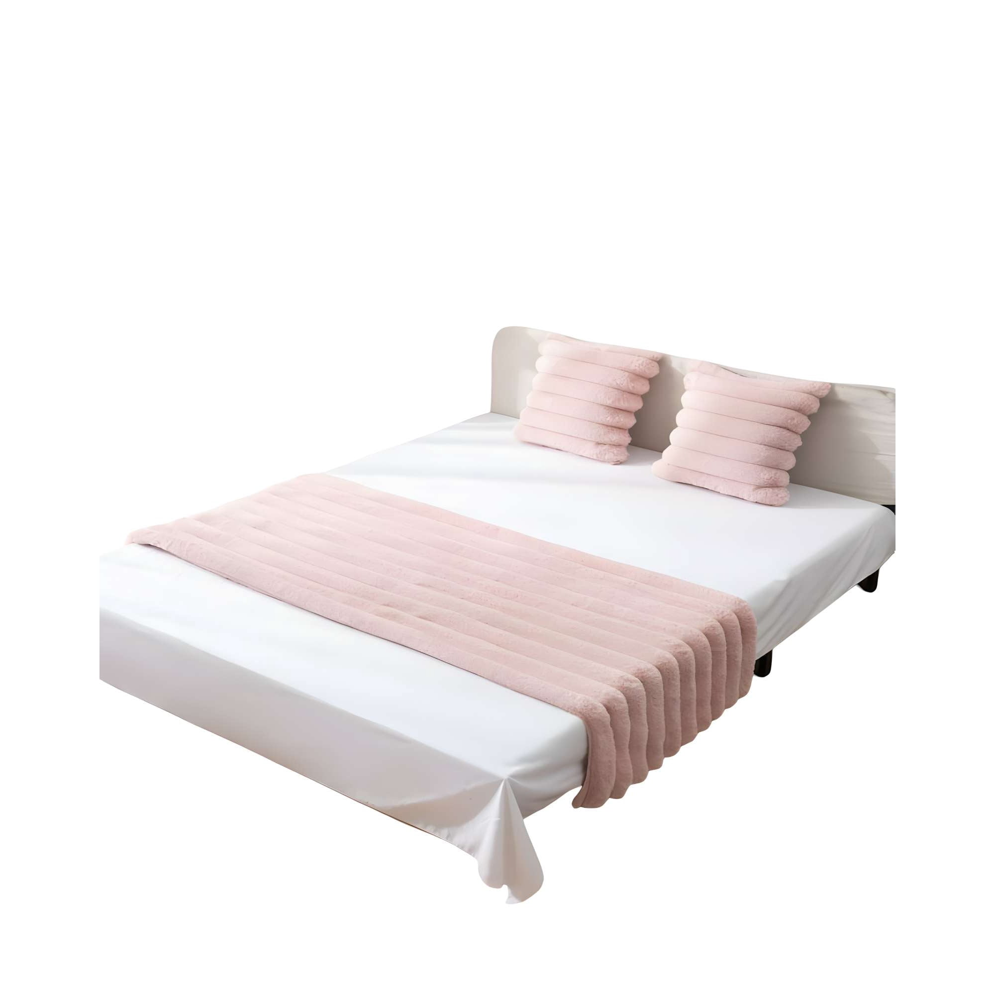 Genérico - Juego De Piecera Con Dos Fundas De Cojin Modelo Lineal 2 Plazas Rosa