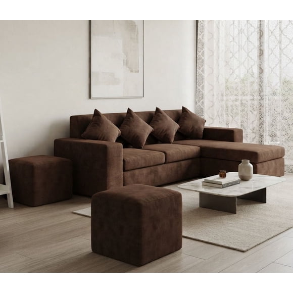 Living 3 Cuerpos Tipo L / COLOR MARRON