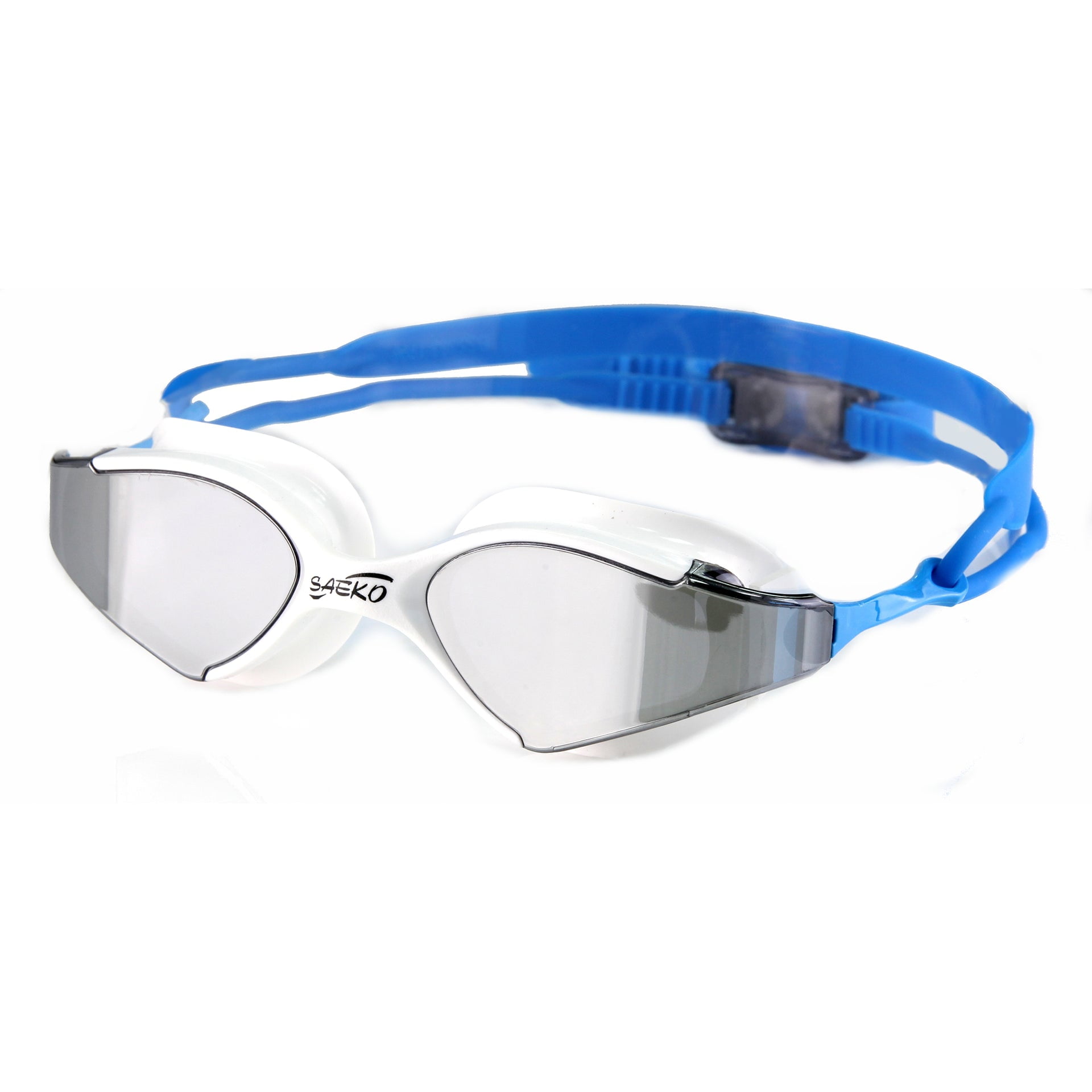 Lente Natación Saeko S53 Uv Blade Mirror Blanco/azul