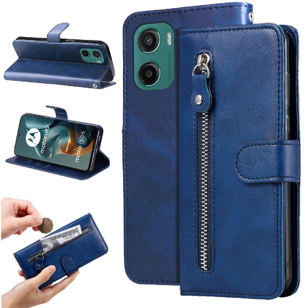Gangxun - Funda Con Cremallera Para Motorola Moto G05, Carcasa Cartera De Cuero Pu Con Soporte Y Tarjetero