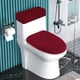 thumbnail image 2 of Cubierta de tapa de baño de terciopelo estirable y tapa de tanque de baño, cubierta de tapa de baño súper suave Set de lujo terciopelo de peluche, con fondo elástico, lavadora, Borgoña, 2 of 3