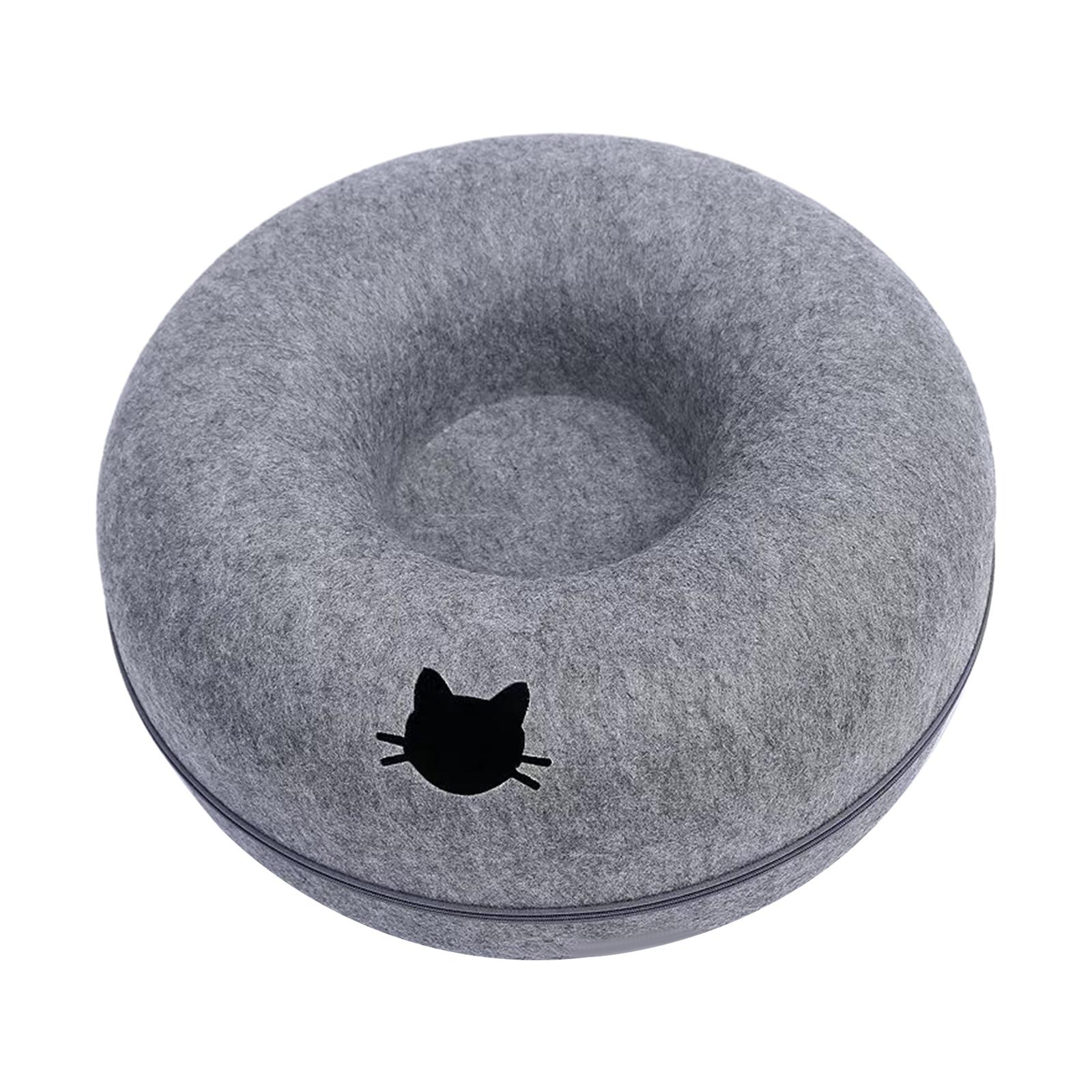 Magideal - Cama Túnel Para Gatos, Cueva Para Gatos Con Forma De Donut De Fieltro Para Varios Gatos, Lavable, Con Cremallera, Extraíble, Universal Para Todas Las Azul Oscuro 50Cm