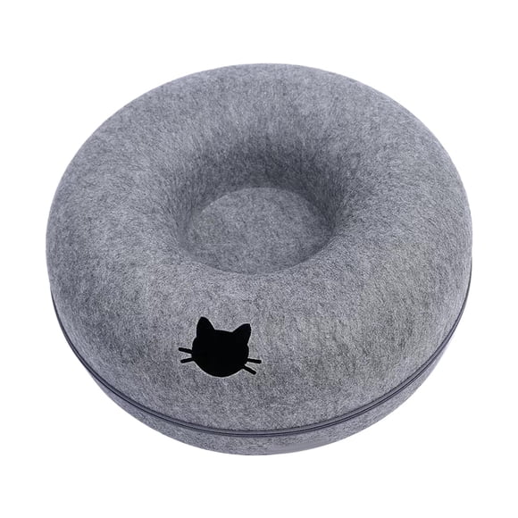 Cama túnel para gatos, cueva para gatos con forma de donut de fieltro para varios gatos, lavable, con cremallera, extraíble, universal para todas las Azul oscuro 50cm