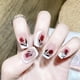 thumbnail image 1 of Glossy Square Press On Nails Short Fake Nails With Red Rose Design, Acrylic Full Cover False Nails For Women Nail Art, 1 of 2