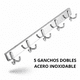 thumbnail image 3 of Perchero De Pared Acero Inoxidable 5 Ganchos Doble Multiuso, 3 of 6