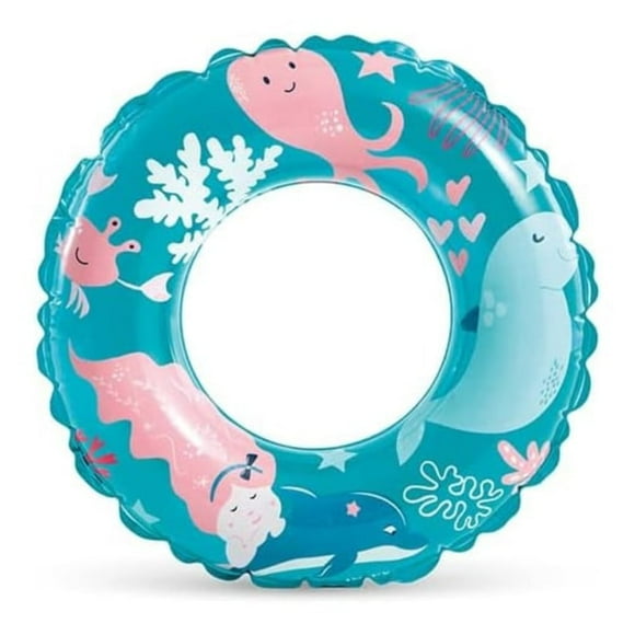Flotador Inflable Anillo INTEX Transparent Ring 61 cm, Celeste
